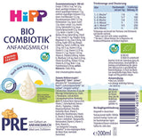 HiPP PRE Biologische combinatieformule Klaar om te drinken (6 x 200 ml) Zuigelingenmelk vanaf de geboorte Bevat alleen lactose als koolhydraten Beste biologische