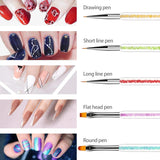 Sulularpek 5 Stück Nagel Pinsel, Nageldesign Pinsel, Dotting Tool, Nail Art Liner Pinsel, Nagelverlängerung Gelpinsel, Nagelbürste Für Punktierungen, Zeichnen, Für DIY Nail Art Design