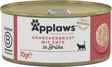 Applaws Premium natuurlijk natvoer voor katten, kip met eend in soep, blik 70 g (24x70 g)