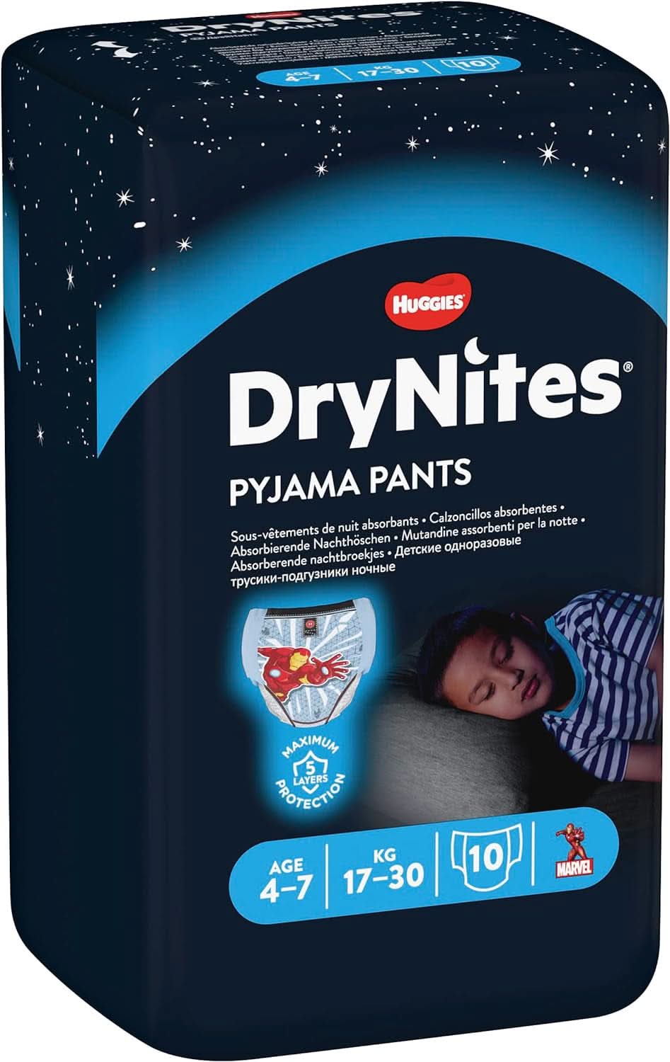 HUGGIES Drynites nachtluiers, voor jongens 4-7 jaar (17-30 kg), 30 stuks Naty Shop