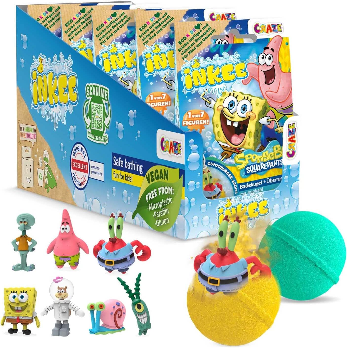 INKEE Spongebob Surprise Kids Bath Bomb Spongebob Squarepants Collectible 80 Gram Naty Shop Set 5 Spongebob Surprise Bath Bombs
