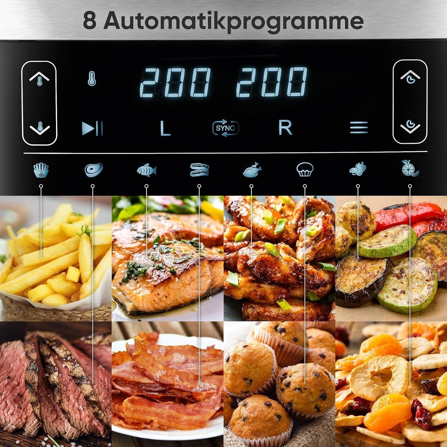 SEVERIN Dubbele heteluchtfriteuse met kookkamer 2 X 3,8 L, 8 automatische programma's Apparaten Naty Shop