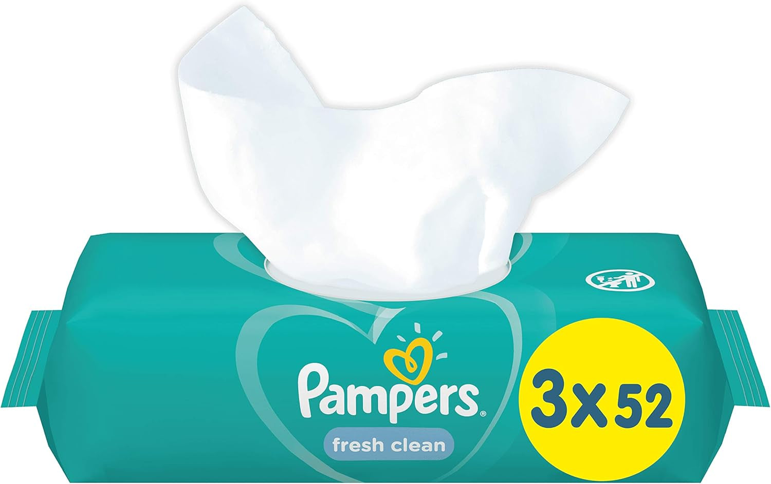 Pampers Fresh Clean babydoekjes 81688041, 3x52 stuks, (babydoekjes, plastic zak, meisje/jongen, turkoois, wit, Duitsland, 896,7 g)