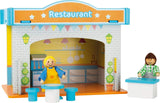 Small Foot 10852 Speelhuis Restaurant Van hout, Met 2 poppenfiguren, accessoires en afneembaar dak, Vanaf 3 jaar Naty Shop Dollhouses