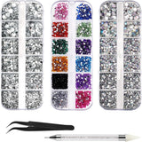 4600 Stück Strasssteine ​​​​Für Nägel, Nagel Glitzersteine ​​​​3 Verschiedene Stil Flache Nail Gems Nägel Steine ​​​​Klein Nagel Steinchen Mit Pinzette en Strass Picker Dotting Pen Für Nägel/Kleidung/Handwerk