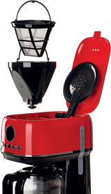Ariete Moderna 1396 filter-espressomachine voor het zetten van Amerikaanse koffie tot 15 kopjes glazen karaf verwarmingsplaat LCD-display afneembare en wasbare filters wit