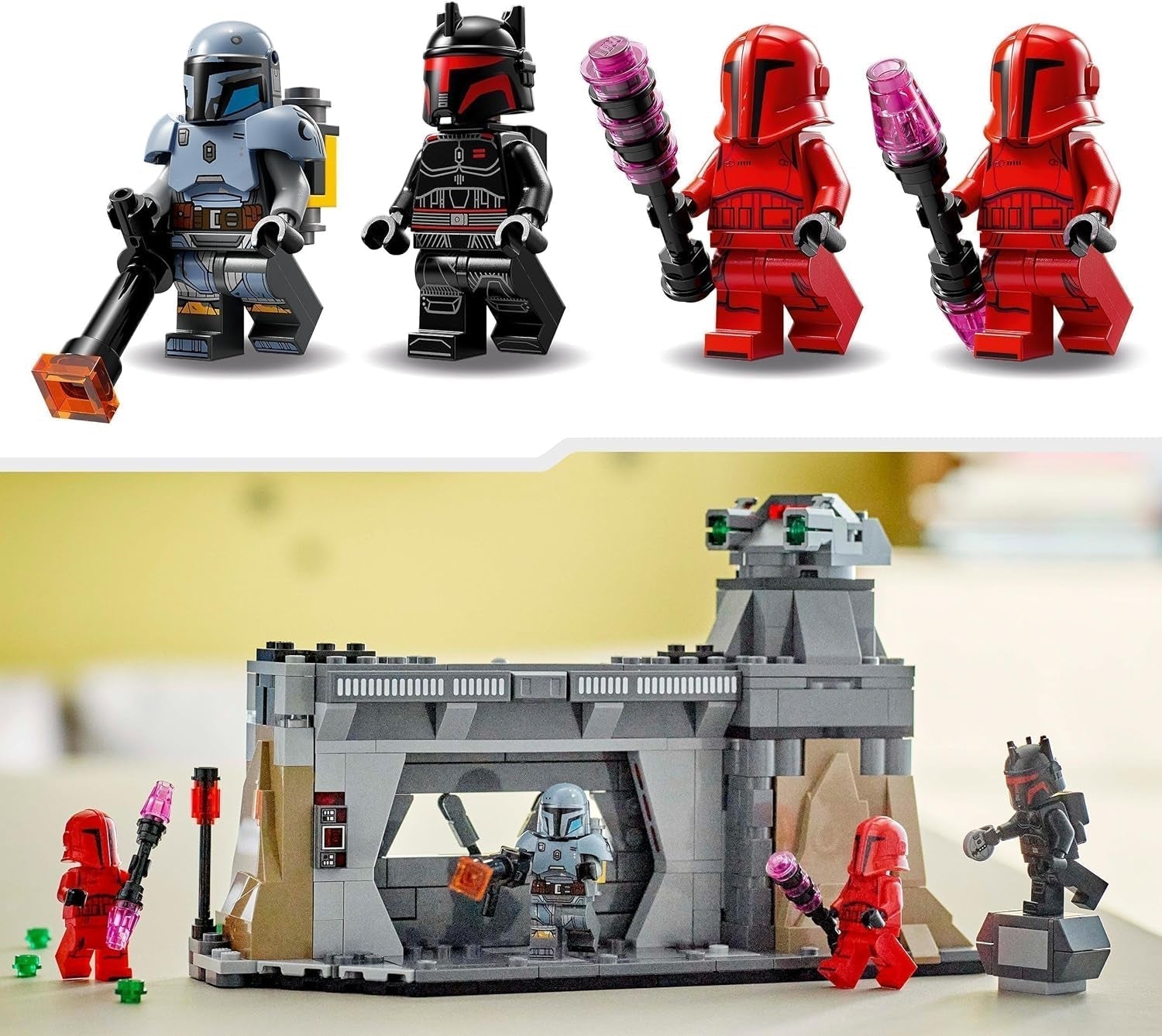 LEGO Star Wars: The Mandalorian Duel tussen Paz Vizsla en Moff Gideon, verzamelbaar bouwspeelgoed voor kinderen, cadeau-idee voor creatieve jongens en meisjes vanaf 7 jaar, Mandalorian speelgoed 75386 Bouwsets Beuche in LEGO-Store