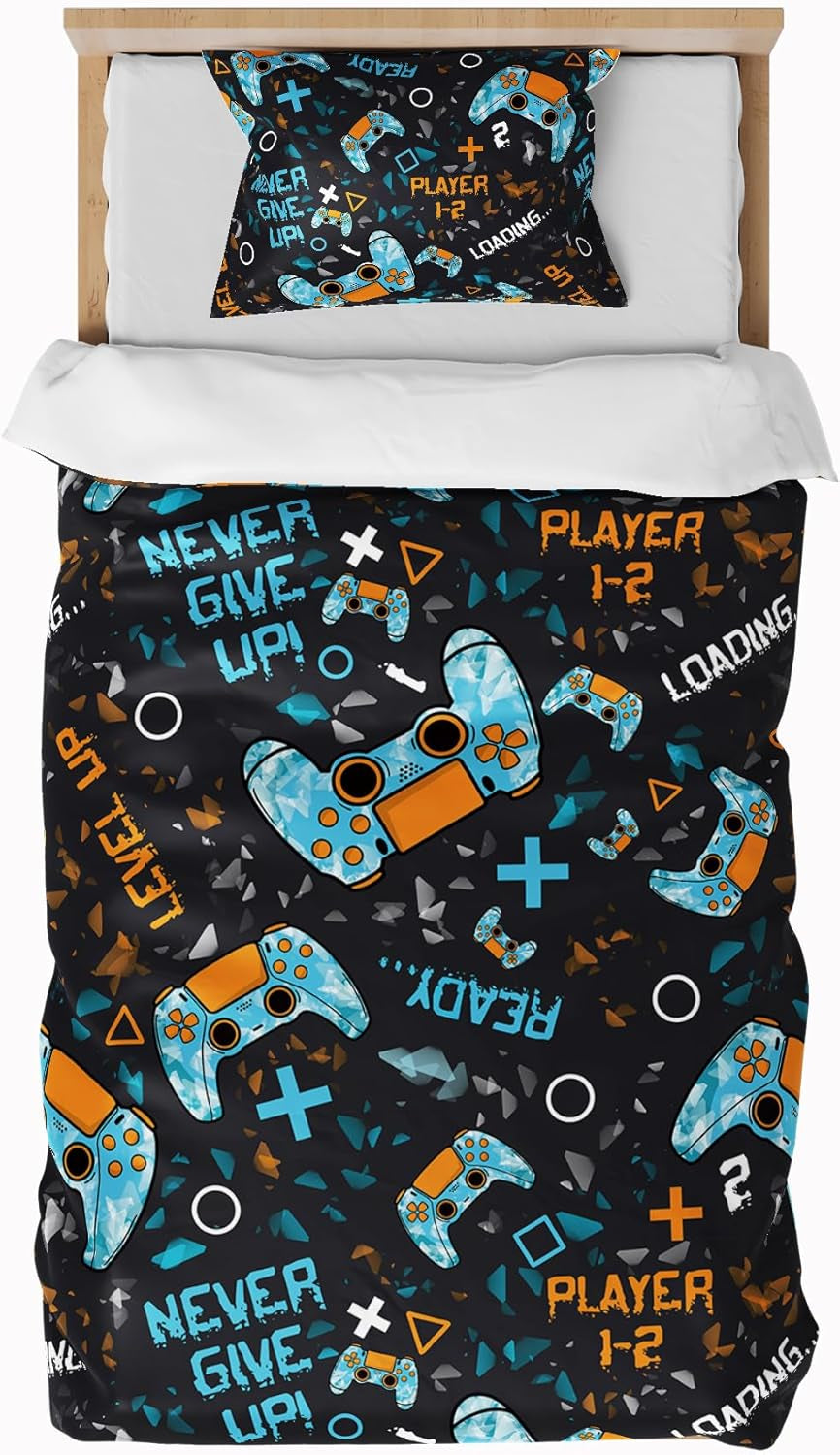 Beddengoed voor kinderen, jongens, diverse modellen, met ritssluiting, microvezel polyester Beddengoed - kinderen Naty Shop Game Controller 135X200 Cm + 80X80 Cm