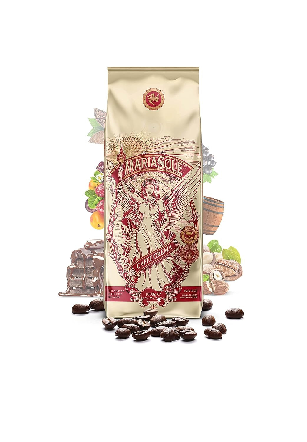 Caffè Crema 1kg – Traditionele Röstung in Sizilien über Holzfeuer In Handarbeit – Premium Kaffeebohnen für Vollaautomat en Siebträger