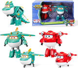 Super Wings 5" Transforming Characters 2-pack Transforming Supercharged Jett + Tino Transformer speelgoed voor jongens en meisjes vanaf 3 jaar Rode actiefiguren Naty Shop Jett Tino
