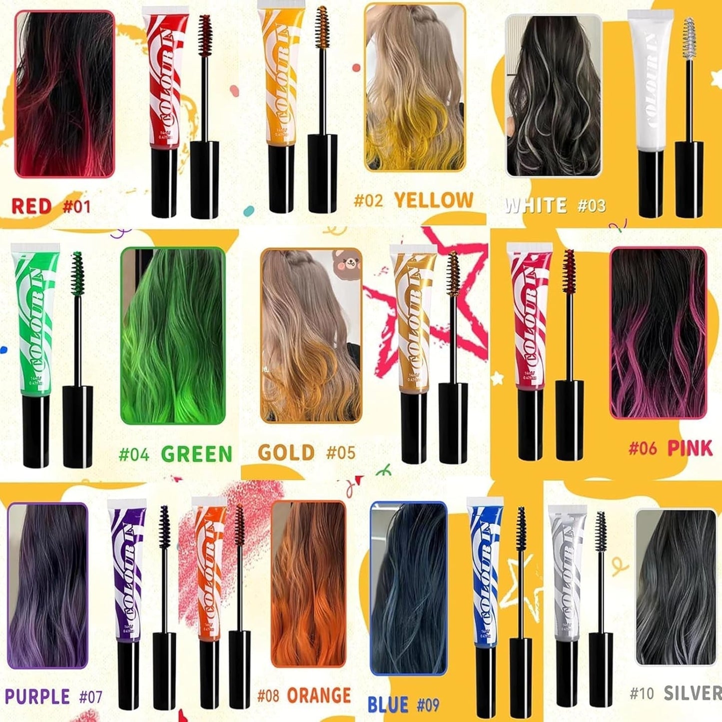 Groene Tijdelijke Haarverf - 14ml Haarkrijt Haarverf, Wasbare Groene Haarverfstick, Instant Kleur Haarkrijt, Carnaval Krijt Haarverf voor Kerstmis Halloween, Carnaval, Cosplay Haarverf Naty Shop