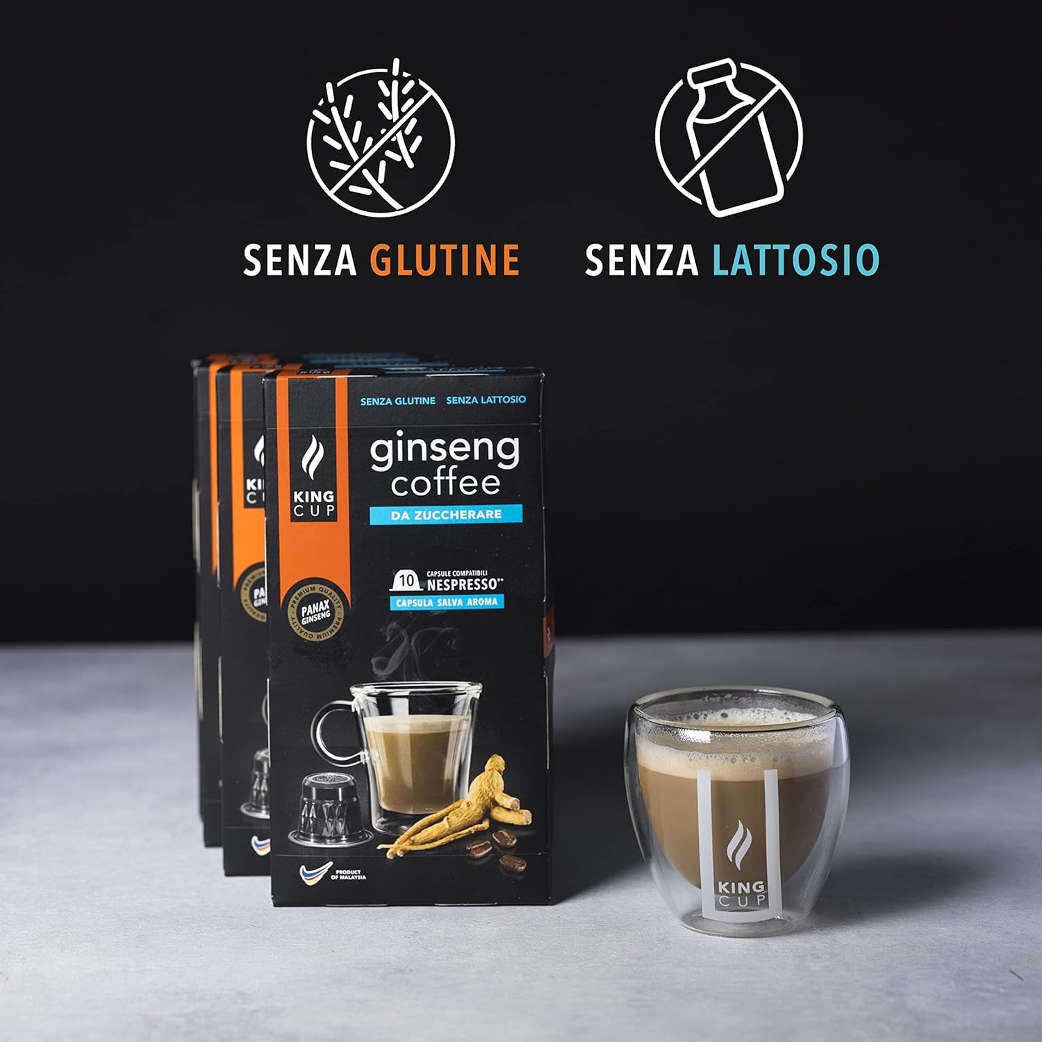 - 5 Packungen met 10 Zuckerfreier Ginseng-capsules, 50 capsules 100% compatibel met het Nespresso-systeem van Ginseng Drink, glutenvrij en lactosevrij