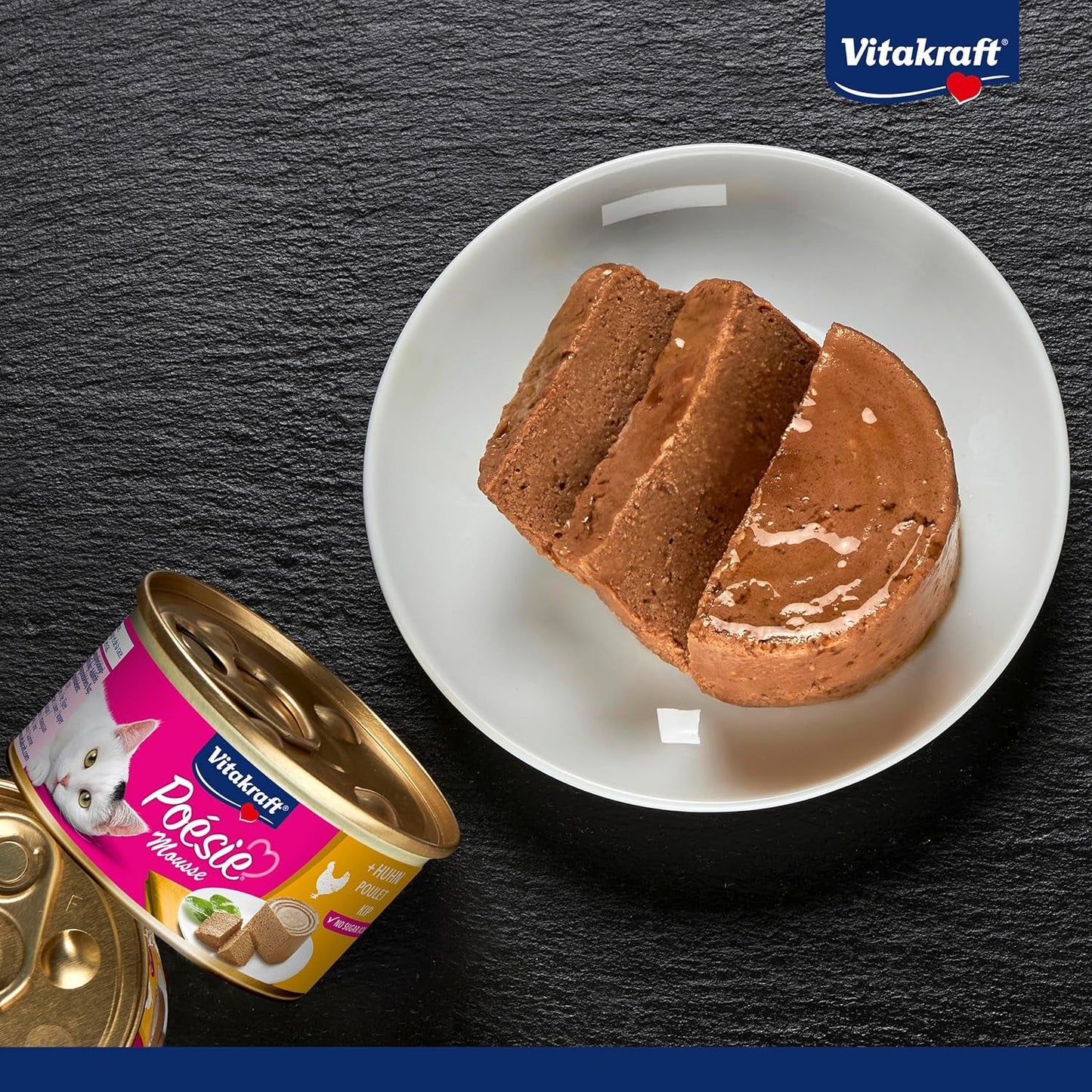 Vitakraft Poésie Mousse, kattennatvoer, luchtig schuim, met kip, zonder toegevoegde suiker of granen (12 x 85 g)