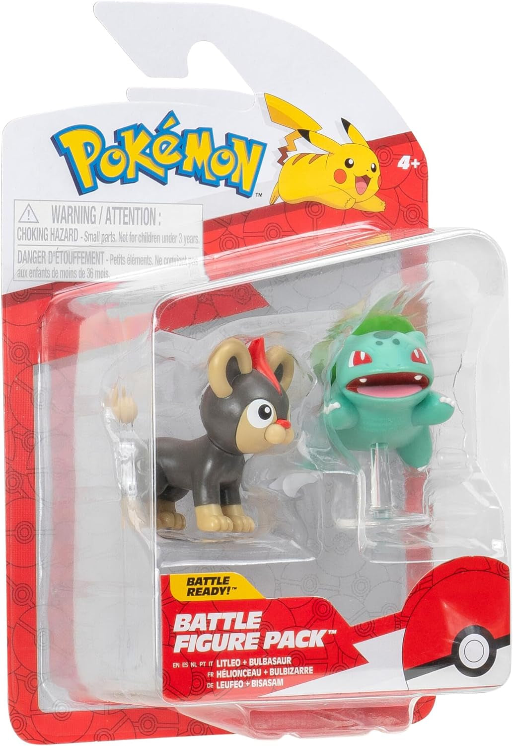 Pokémon PKW3583 - Battle Figure Pack - Leufeo & Bisasam, Officiële gedetailleerde figuren, elk 5 cm Actiefiguren Naty Shop