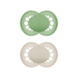 MAM Originele fopspenen, 2-pack, tandvriendelijke babyfopspenen, gemaakt van duurzame en biologisch regenereerbare materialen, MAM SkinSoft siliconen spenen, met fopspeendoos, 6-16 maanden, groen/beige