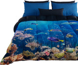 PETTI Artigiani Italiani dekbedovertrek voor tweepersoonsbed, 100% Made in Italy, Aquariumquilts en quilts Naty Shop Acquario 160 X 190 Cm