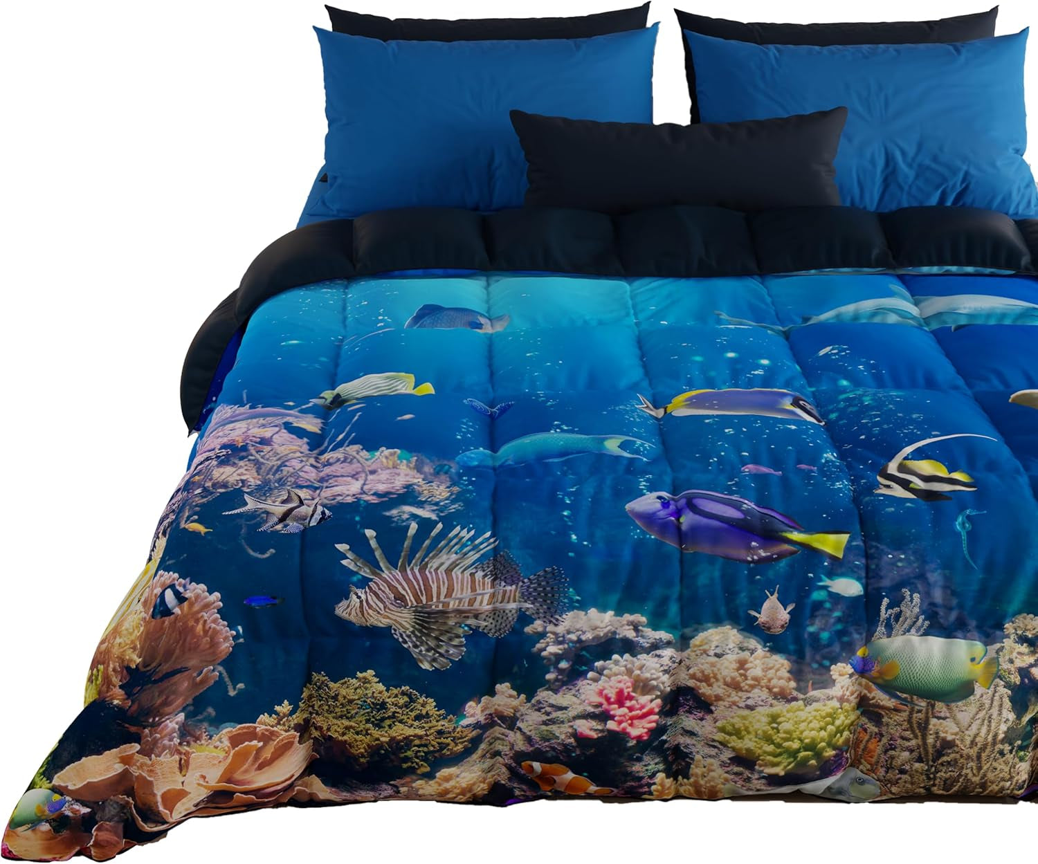 PETTI Artigiani Italiani dekbedovertrek voor tweepersoonsbed, 100% Made in Italy, Aquariumquilts en quilts Naty Shop Acquario 160 X 190 Cm
