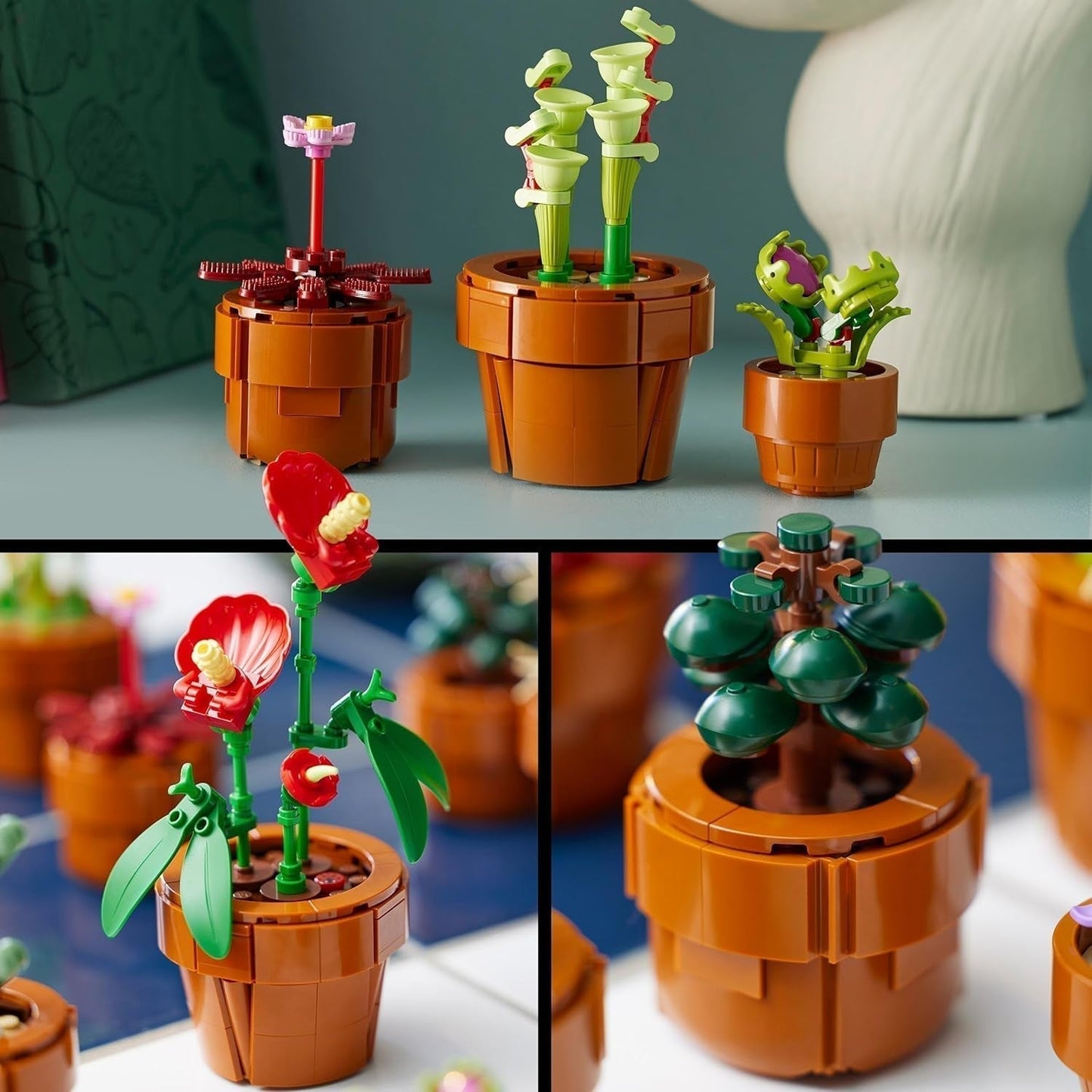 LEGO Icons Miniplanten, 9 bouwbare kunstbloemen, botanische collectieset voor volwassenen met bouwbare terracotta pot, huisdecoratie, cadeau voor dames en heren 10329 Bouwsets Bekijk de LEGO-Store