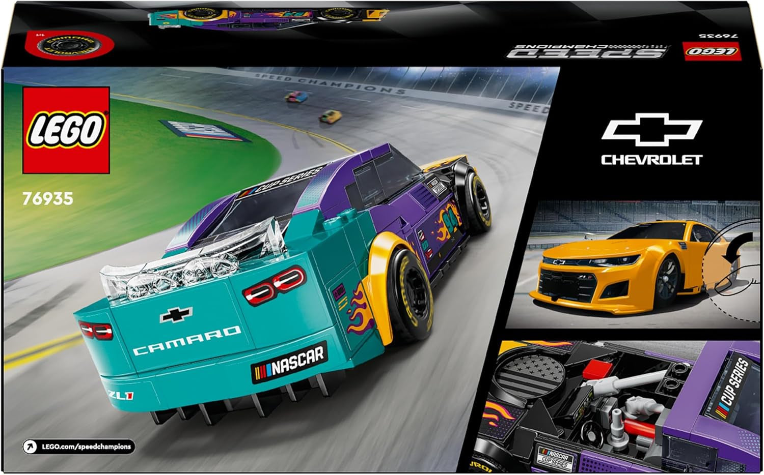 LEGO Speed Champions NASCAR Chevrolet Camaro ZL1 speelgoedauto van de volgende generatie; Bouw- en speelset voor raceauto's; Cadeau voor jongens en meisjes vanaf 9 jaar 76935 Bouwsets Besuche den LEGO-Store