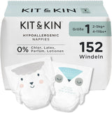 Kit & Kin Premium luiers, maat 4 (9-14 kg), 128 stuks, plantaardig en hypoallergeen, betrouwbare lekbescherming, veganistisch en dierproefvrij