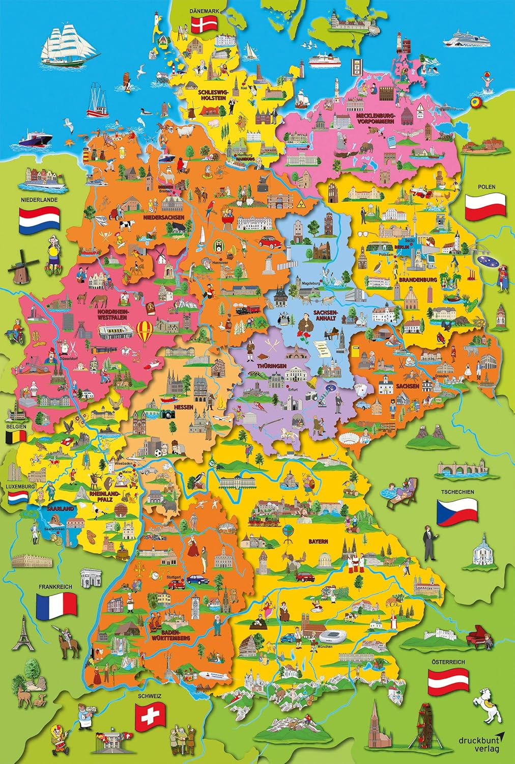 Kaart van Duitsland met afbeeldingen (puzzel voor kinderen) Puzzel Naty Shop