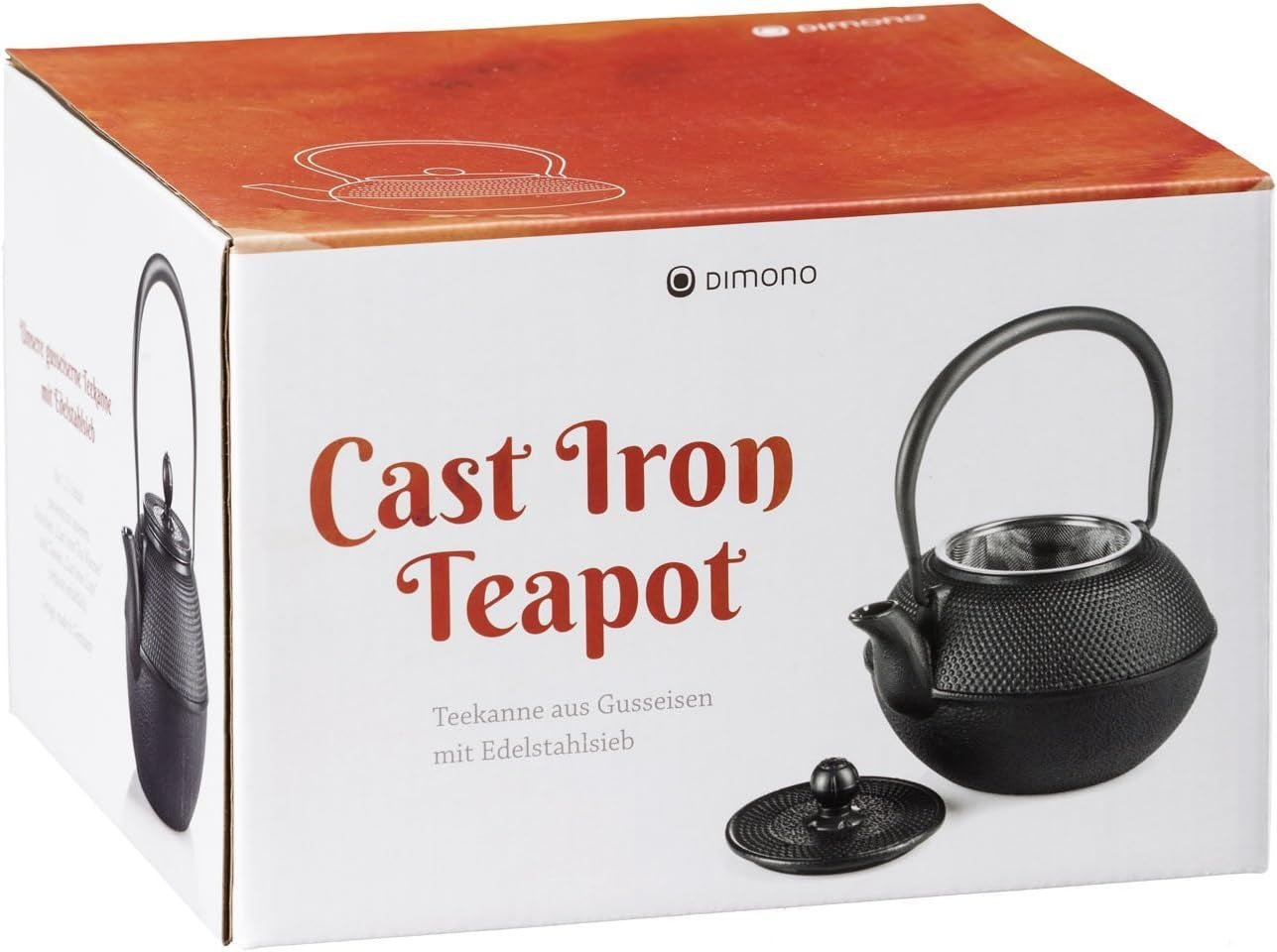 Dimono traditioneel gietijzeren theeservies: theepot, warmer en 2 theekopjes