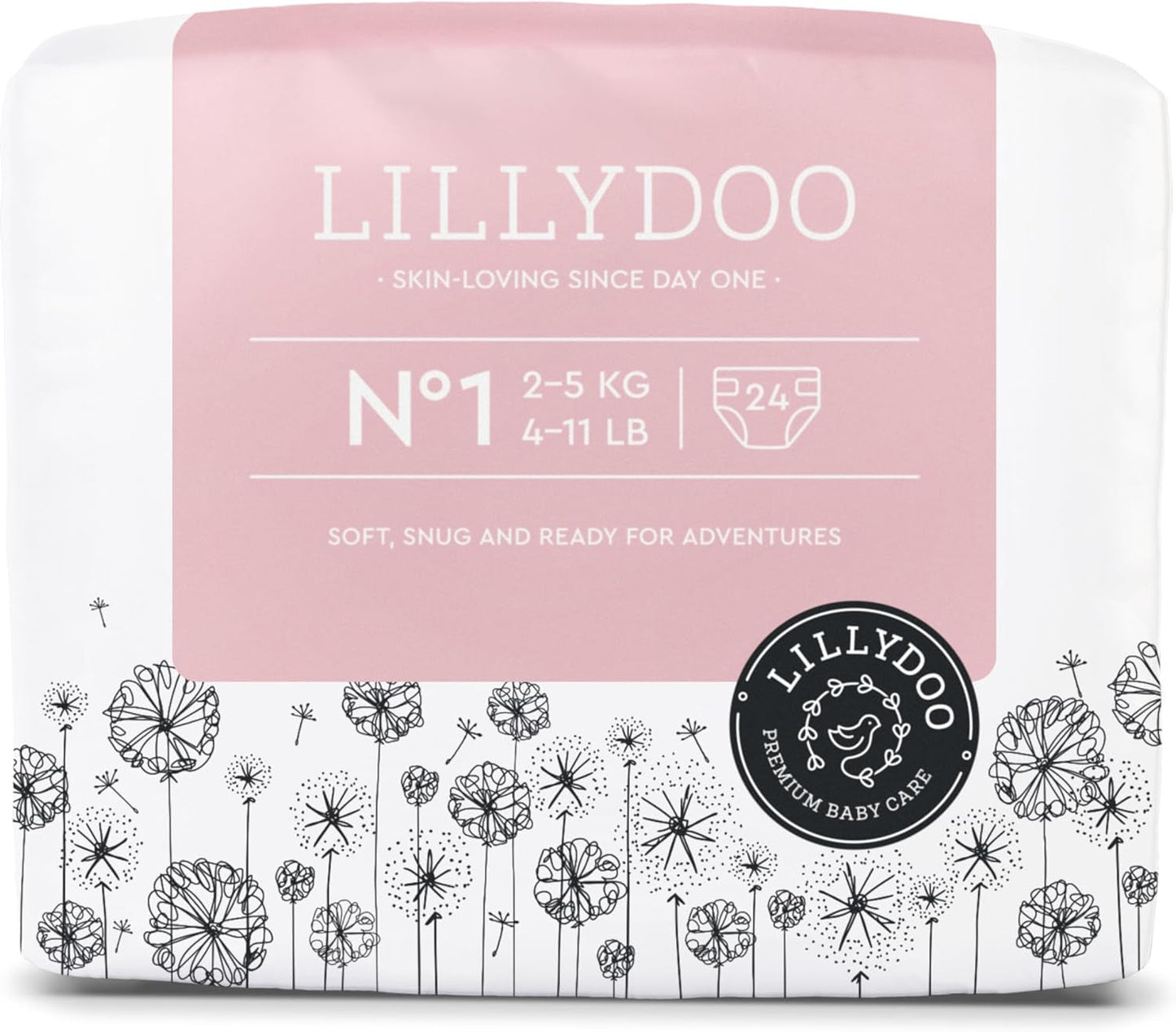 LILLYDOO Babyluiers Huidvriendelijk - Maat 3 (6-10kg), 29 stuks, Betrouwbare lekbescherming, Zacht, Geurvrij en Lotionvrij voor gevoelige huid, Dermatologisch getest