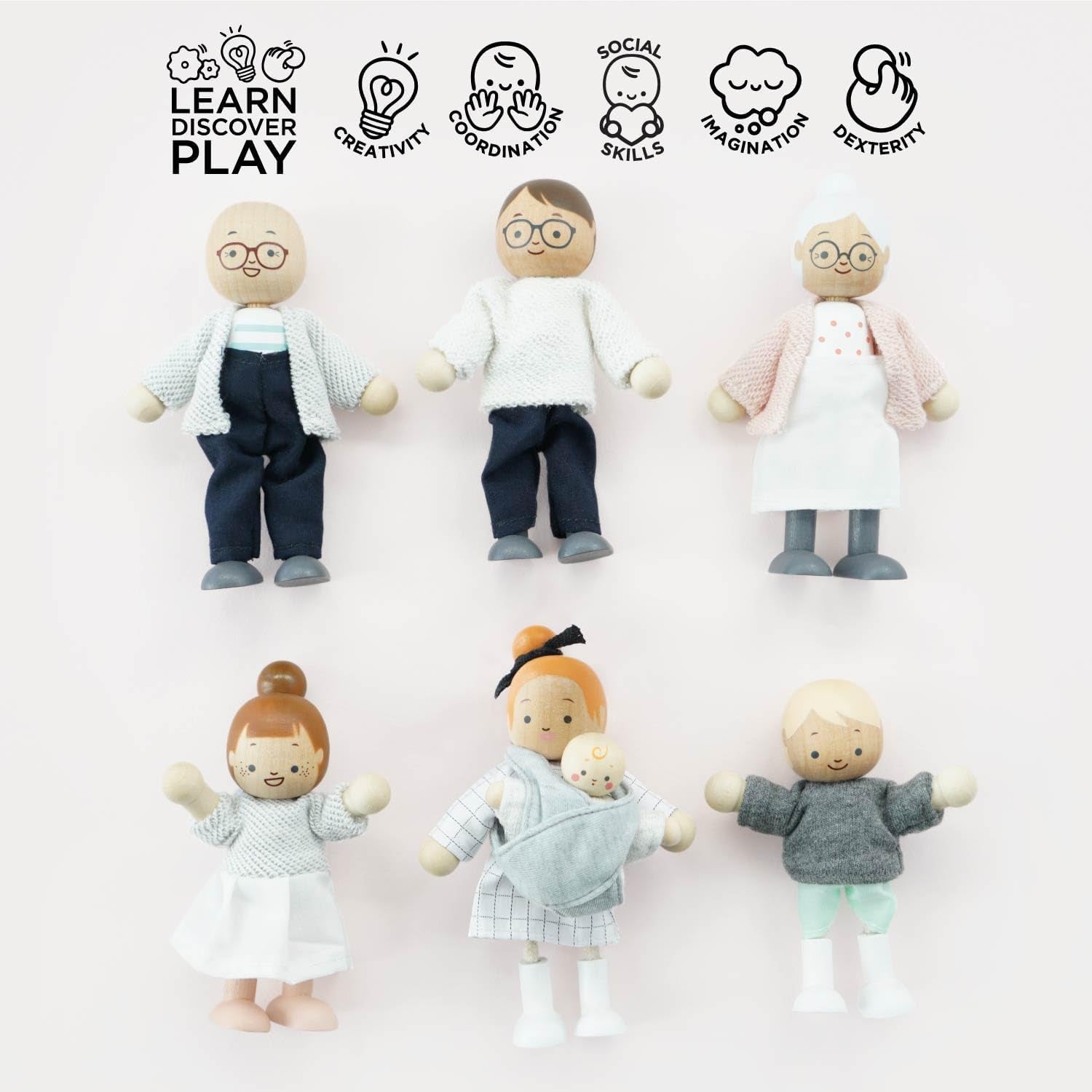 – My Doll Family houten poppenhuisspeelset | Daisylane poppenhuisaccessoiresets voor meisjes - geschikt voor kinderen vanaf 3 jaar P053