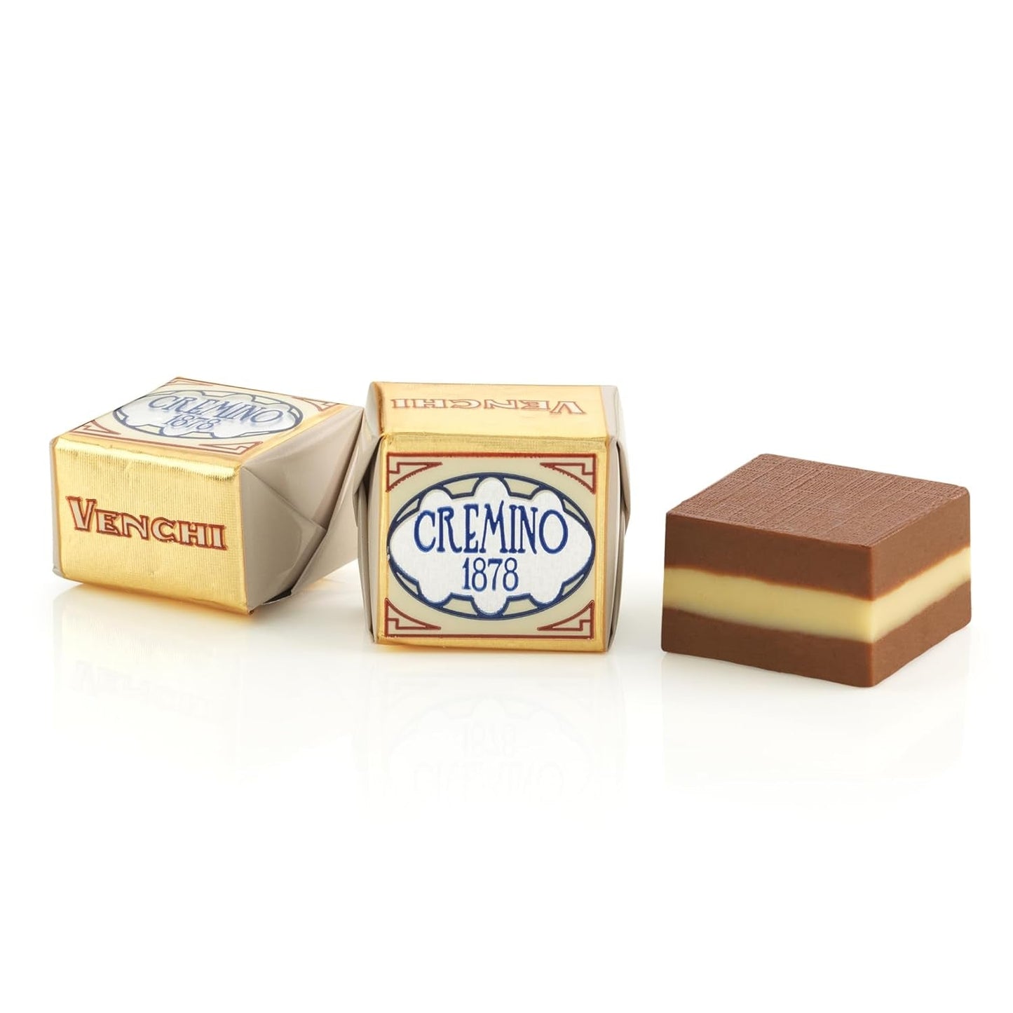 Venchi - Cremini 1878 - Drielaagse chocolade met gianduja met melk en amandelspijs, "Piemontese Hazelnoten BGA", 1 kg, glutenvrij, zonder kleurstoffen en zonder bewaarmiddelen