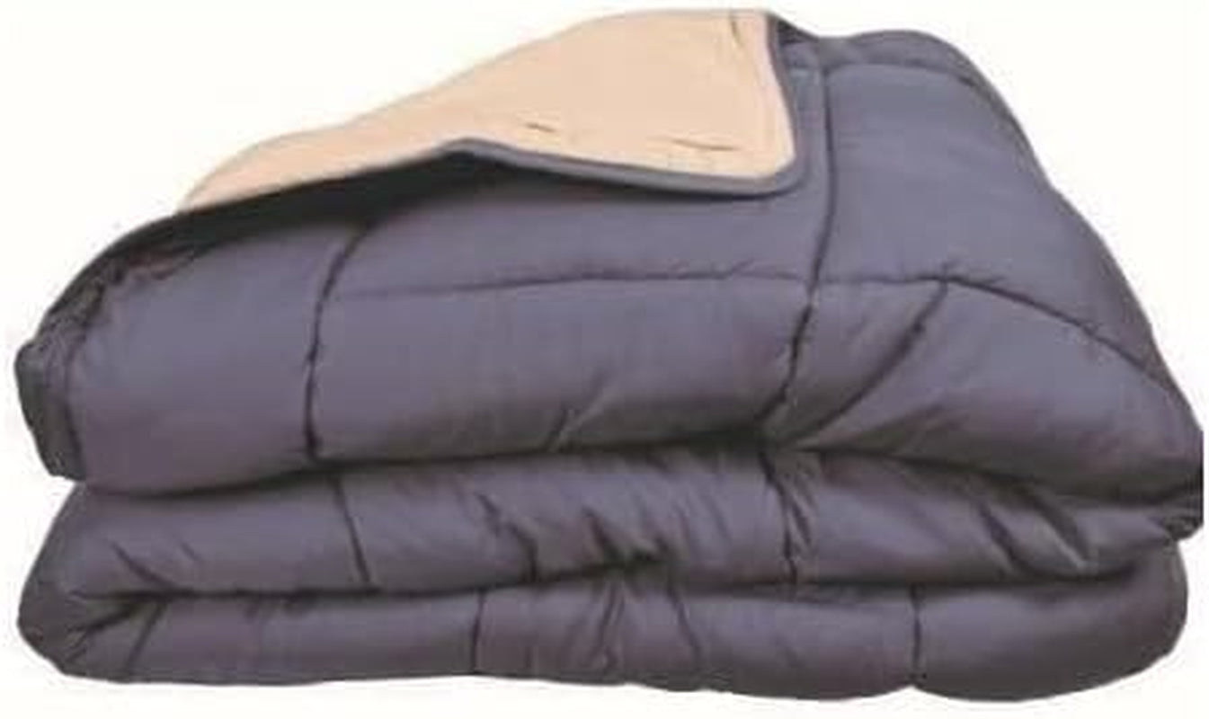 Poyet Motte Wasbaar dekbed met vaste hoes - 140X200 Cm - Petrolblauw/mastiekbeige Dekbedden en dekbedden Naty Shop