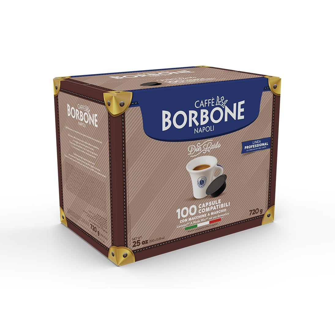 Caffè Borbone Kaffee Kapseln Don Carlo, Blue Mischung - 100 stuks - Compatibel met Kaffeemaschinen der Marke Lavazza®* A Modo Mio®*