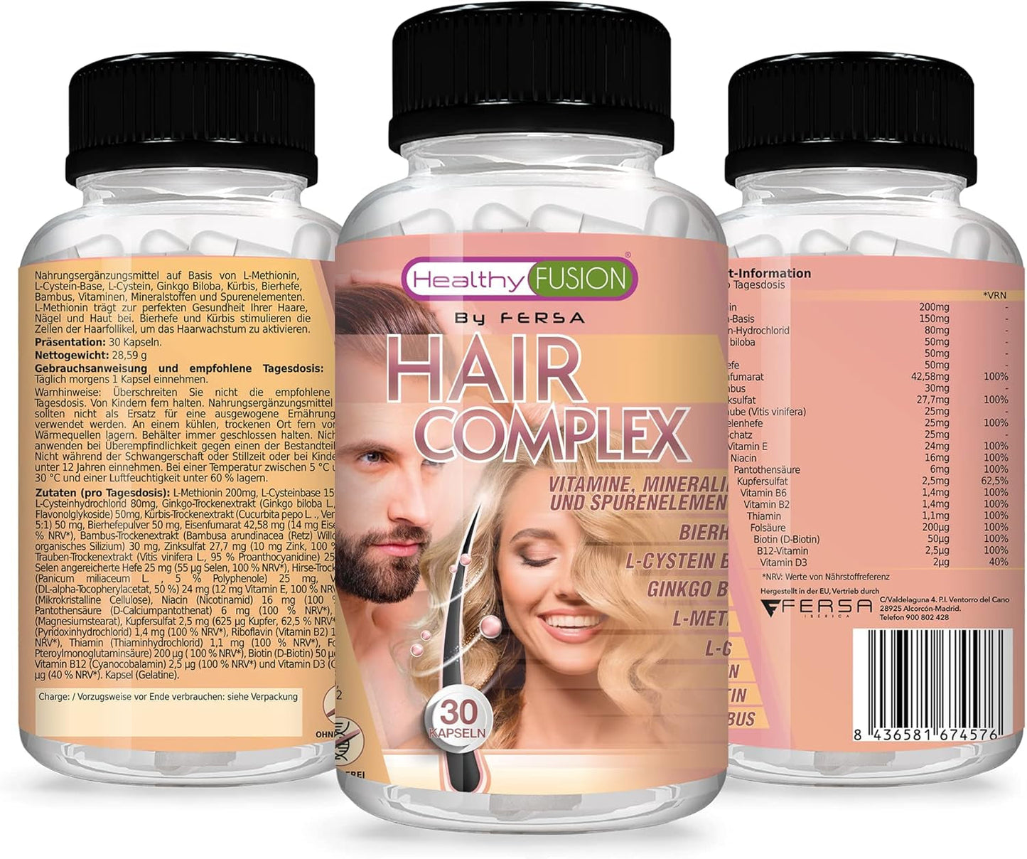 Healthy Fusion Haircomplex, effectief tegen haaruitval, 30 capsules Haarverzorging Naty Shop