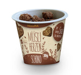 HELLMA Hartjes met Muesli en Chocolade - 18 porties, elk 30 g - Havermout bedekt met chocolade in de vorm van een hart, meeneembekers