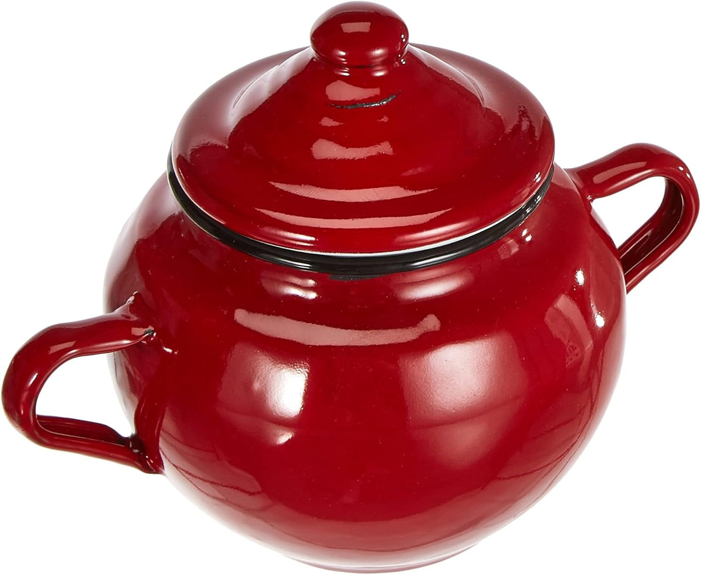 Roja pot met deksel, 0,5 l, rood geëmailleerd staal, 10 x 10 x 20 cm, 2 stuks