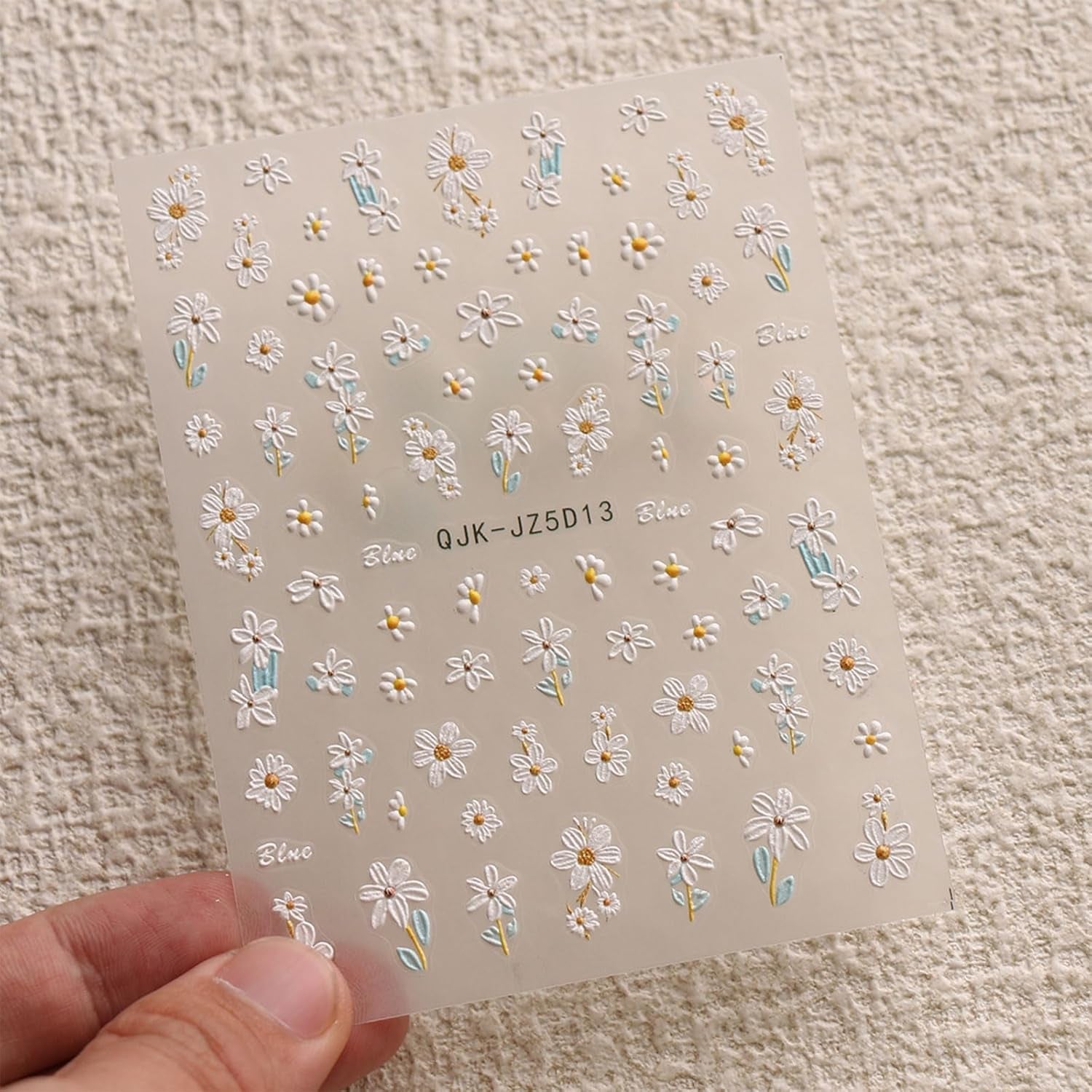 JMEOWIO 3D Nagelsticker Blumen Nail Art Sticker Selbstklebend Nagelaufkleber 5D Stereoskopisch Zomer Frühling Blumen Dekoration Nageldesign Zubehör 4 Blatt