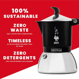 Bialetti Fiammetta inductiekoffiezetapparaat, 2 kopjes (100 ml), geschikt voor alle soorten kookplaten, elegant design, zwart