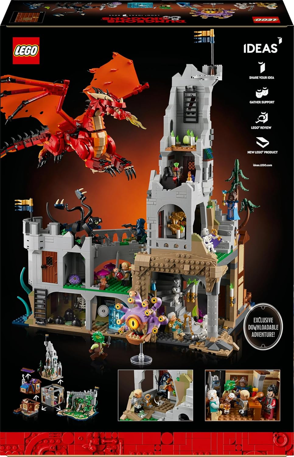 LEGO Ideas Dungeons & Dragons: De sage van de rode draak, bouwset voor volwassenen, Dungeons and Dragons cadeau-ideeën voor fans, fantasiebouwset, creatieve activiteit 21348 Bouwsets Besuche in LEGO-Store