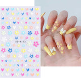 JMEOWIO 3D Nagelsticker Frühling Blumen 5 Blatt Nagelaufkleber 5D Stereoskopisch Selbstklebend Bunte Blüte Nail Art Sticker Decoratie Nageldesign Zubehör