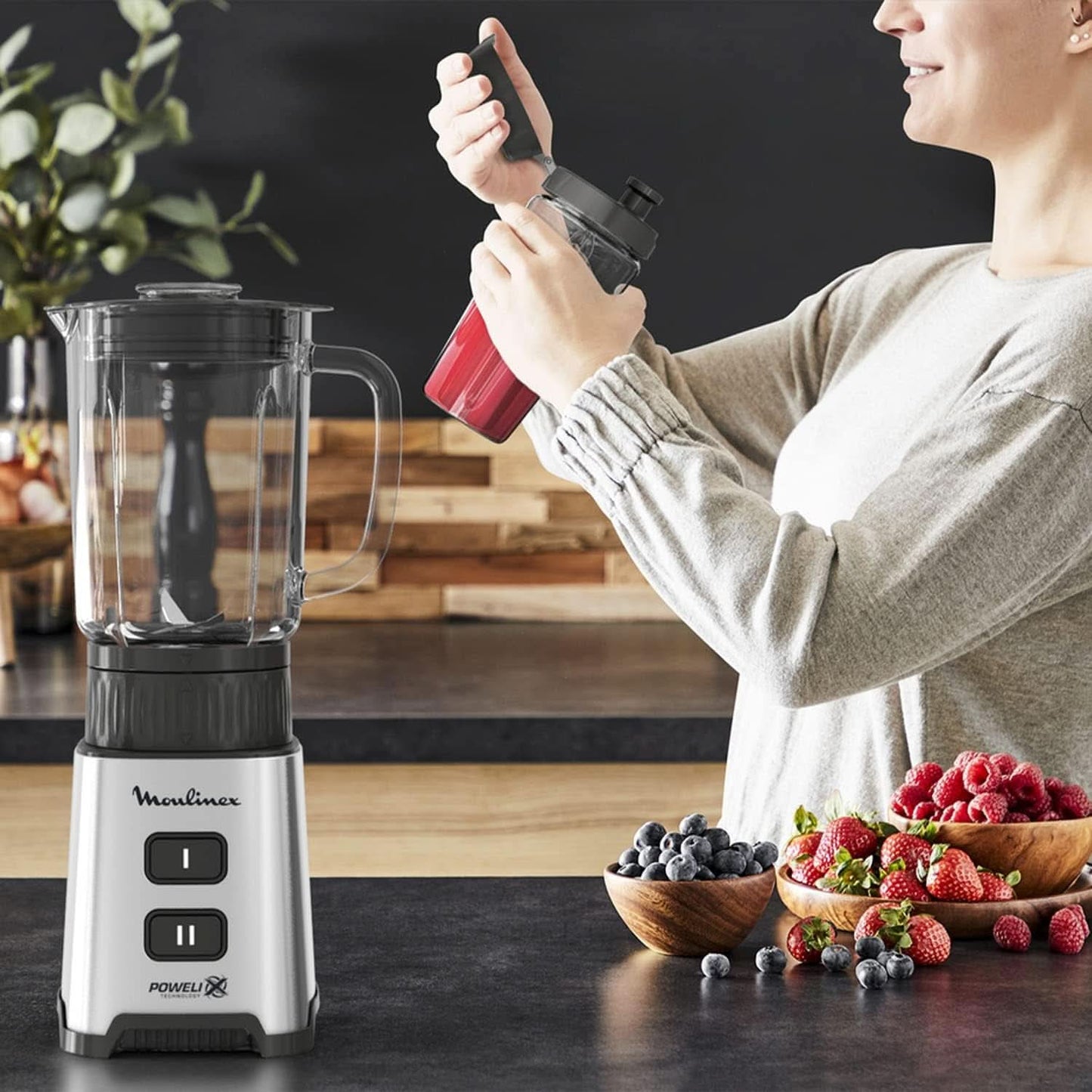 Blender Pulseo LM17GD, 400 W, 4 messen, 700 Ml, Draagbare container 600 Ml Keuken Naty Shop