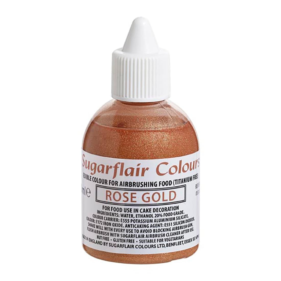 Sugarflair Rose Gold Food Colour - Eetbare vloeibare voedselkleur, Airbrush-kleur voor cakes, muffins, glazuur en taartdecoraties - 60ml