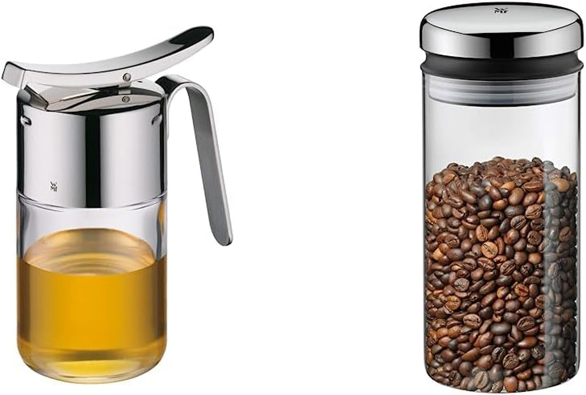 WMF Barista siroop-/honingdispenser 240 ml, glazen voorraadpot en reservoir 1 liter, hoogte 21,5 cm, voorraadpot met deksel, koffiebonencontainer, ontbijtgranenpot, voedselopslagpot met brede vulopening Voedselopslagdozen Naty Shop opbergdoos Pack