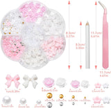3D Nagelbedels, Nail Art Charms Schleifen, Blumen en Perlen, Nagel Charms Aus Harz, Nageldekorations Sets, DIY Charms Nägel, Nagelanhänger
