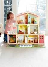 Hape Poppenvilla Houten poppenhuis met 10 kamers Creatief rollenspel inclusief meubels en accessoires Educatief speelgoed voor kinderen vanaf 3 jaar