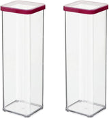 Rotho Loft set van 5 voorraadpotten met deksel, verschillende maten, BPA-vrij voedselplastic (PP), helder/rood, (21,4 x 21,4 x 23,5 cm) Naty Shop 2 L vierkante voedselopslagdozen (2-pack)