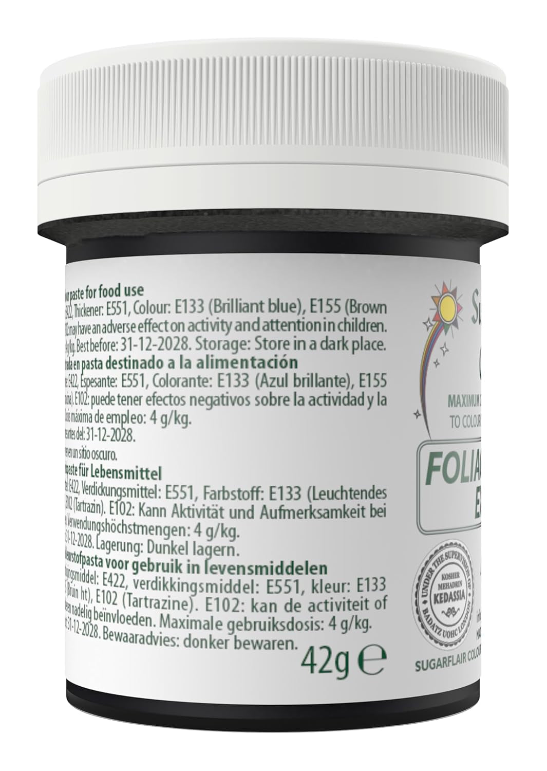 Sugarflair Max Geconcentreerde Bladeren Groene Voedselkleuring, Sterk Geconcentreerde Marsepein en Fondant Voedselkleuring, Max Concentrate Pasta Kleurstof - 42g