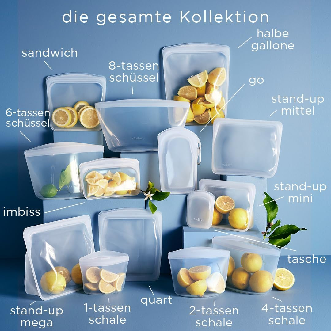 Stasher Bag Premium siliconen herbruikbare voedselzak Halve gallon Blauw Duurzaam Oven Vaatwasmachine Vriezerbestendig Milieuvriendelijk Lunchtas Voedselbereiding 1893 ml Voedselbewaardozen Naty Shop