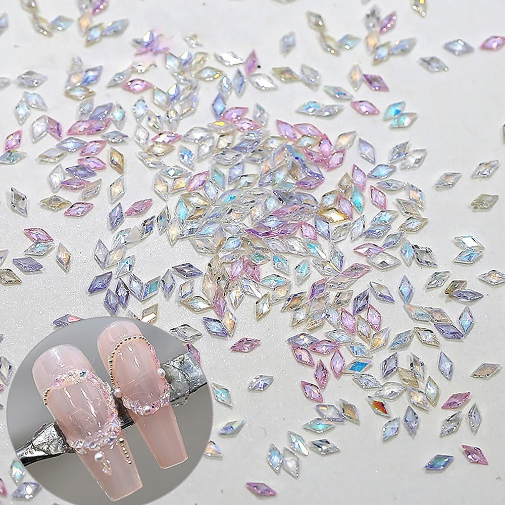 50 stuks Kleine Zirkonia Ruit Glitter Nagelstenen Sleutelhangers Gemengde Kleuren Fonkelende Steentjes Nagelbedels Mini Ruit Nagelkristallen Diamanten Nagels Steentjes Nagelbedels Nagelaccessoires Nagelkunst