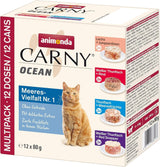 animonda Carny Adult Ocean Marine Variety No. 1 (12 x 80 g), natvoer voor volwassen katten, natvoer met malse visfilets, graanvrij en suikervrij kattenvoer