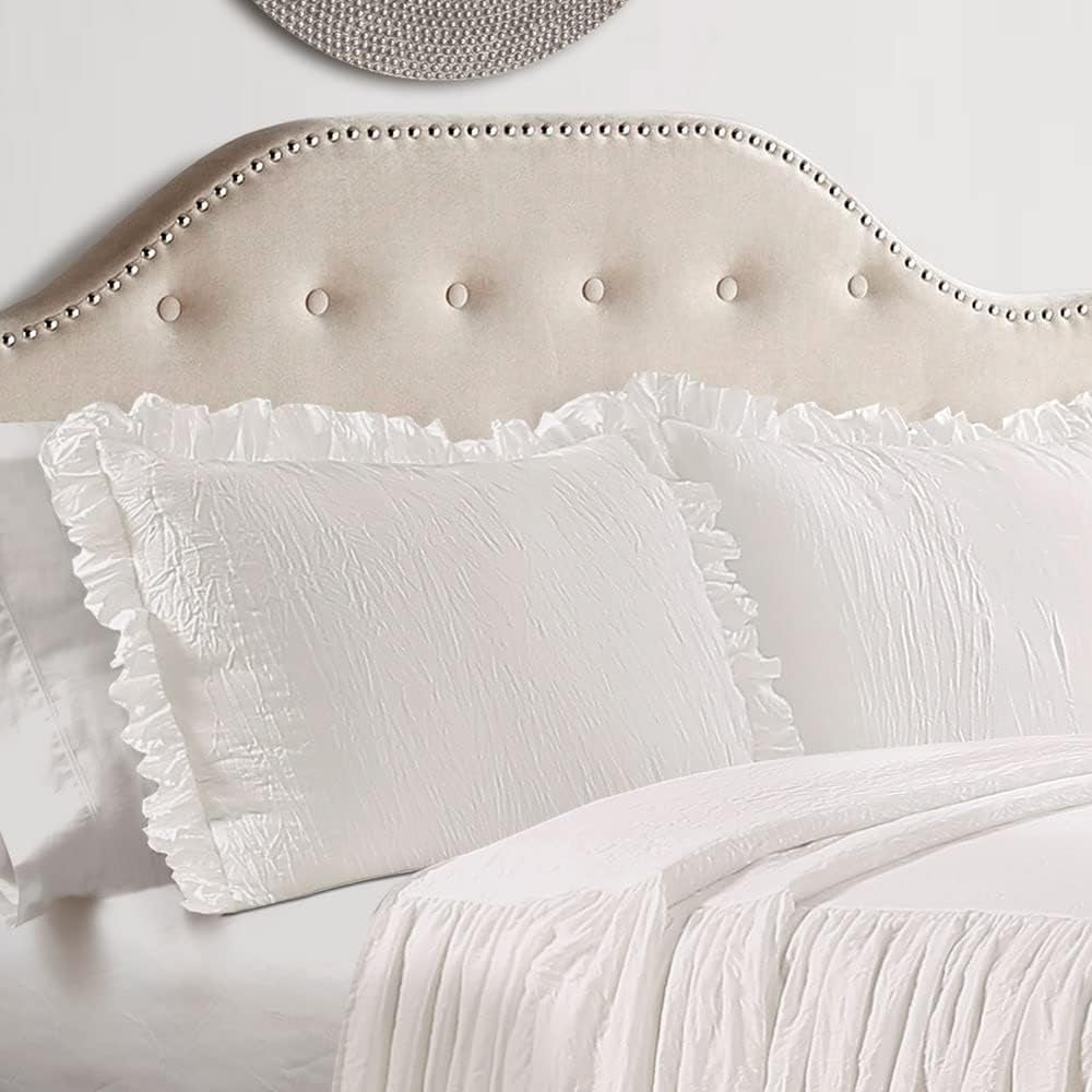 Lush Decor sprei met ruches rok, polyester, wit, tweepersoonsbed Lush Decor Bedden en Dekens