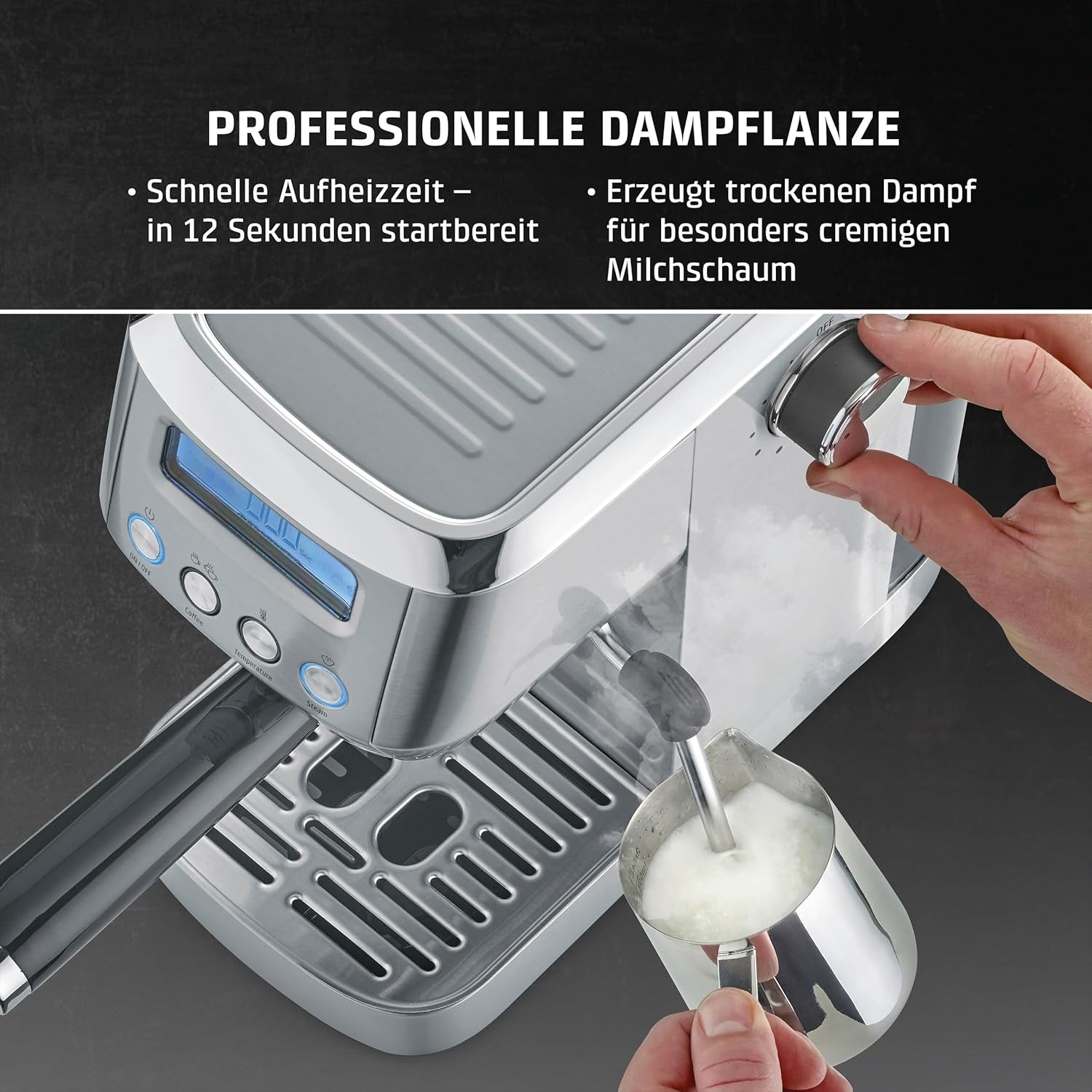 CASO EspressoGourmet Crema - Portafilter espressomachine met melkopschuimer, espresso, cappuccino, roestvrijstalen portafilter, ULKA 20 bar pomp, koffiezetapparaat, gemalen koffie, ESE capsules